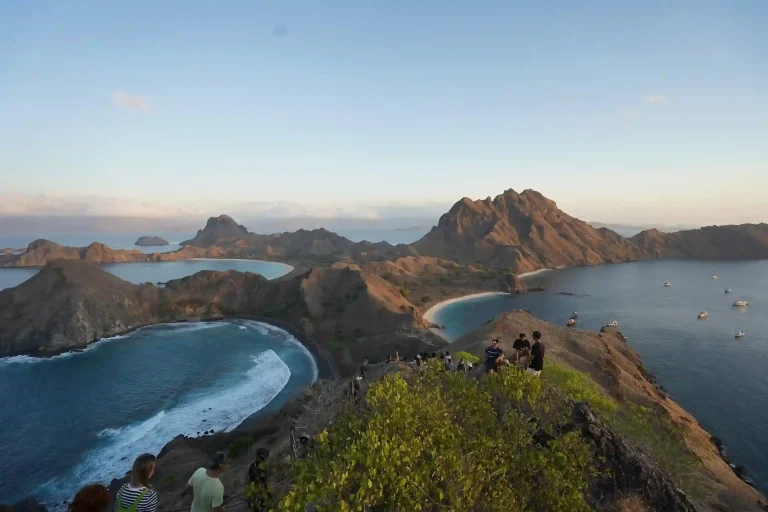 Padar Island viewpoint over three curved bays